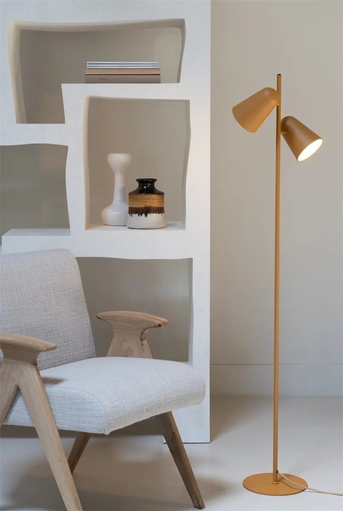 Lampa de podea cu doua spoturi directionabile Salamanca galben mustar