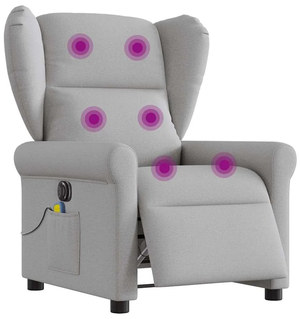 vidaXL Scaun reclinabil electric pentru masaj Cloud Grey Fabric