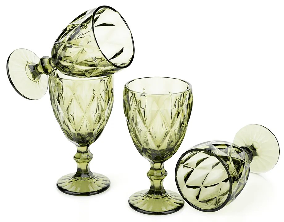 Set de pahare de vin, 6buc, 300 ml, verde, BAROLO TYPE 3