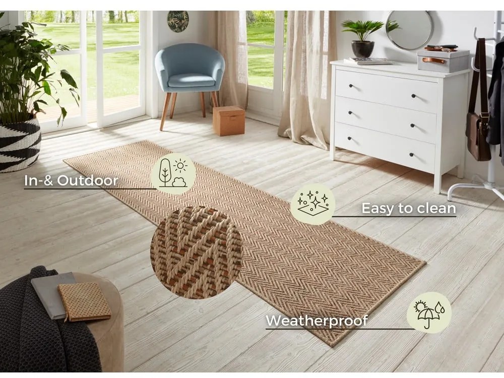 Covor tip traversă pentru interior și exterior maro deschis 80x500 cm Nature – Hanse Home