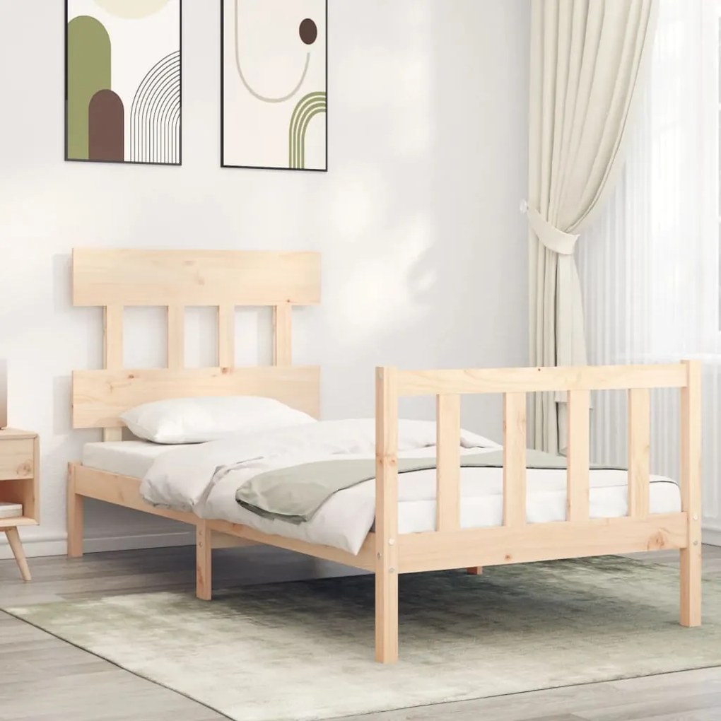 3193326 vidaXL Cadru de pat cu tăblie, 100x200 cm, lemn masiv
