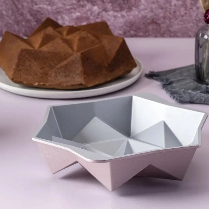 Tava de copt Dr.Oetker Origami 2556, 28 cm, Forma origami, Aluminiu turnat, Roz auriu