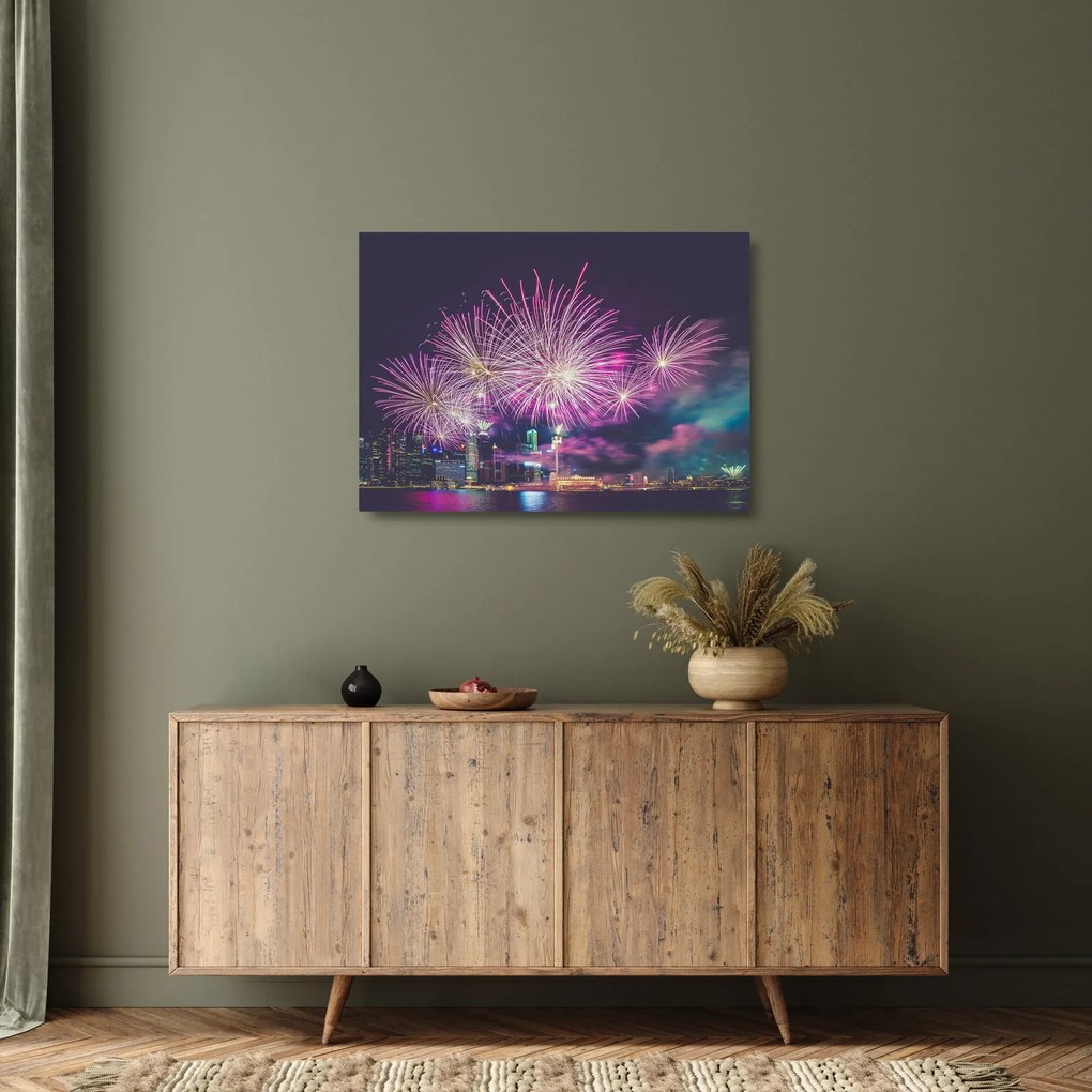 Tablou pe sticlă cu artificii (70x50 cm)