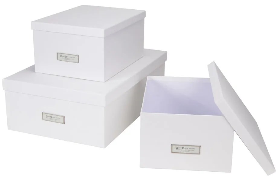 Set 3 cutii de depozitare Bigso Storage Box of Sweden Inge, alb