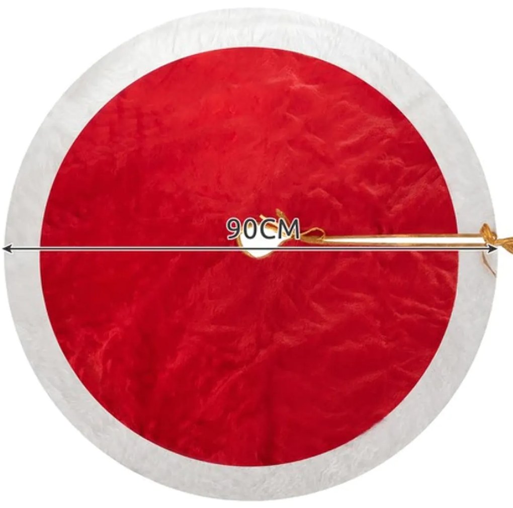 Covoras pentru bradul de Craciun RED VELVET 90 cm, rosu