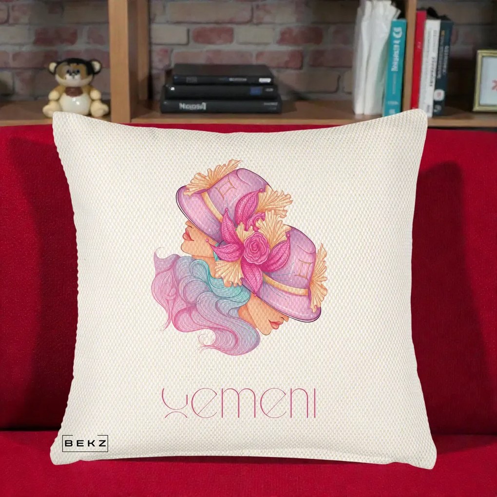 Perna Personalizata Zodie Gemeni, 40x40 cm, Crem Reliefat, Husa Detasabila, Perna Inclusa, BEKZ®