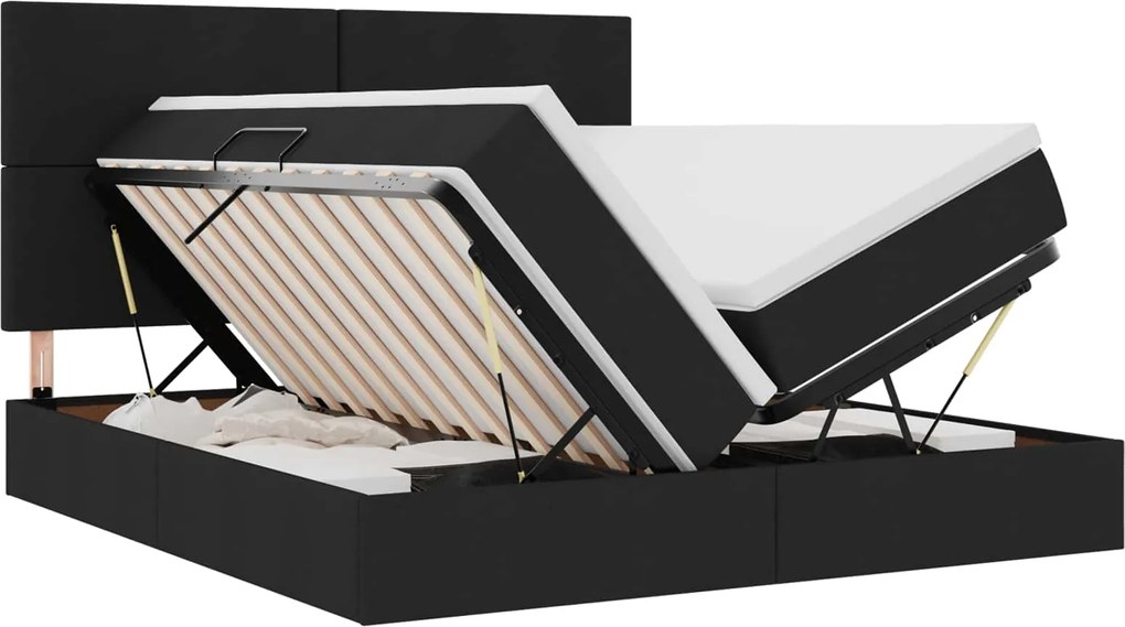 vidaXL Pat cu storage cu saltea Negru 180 x 200 cm Piele artificială