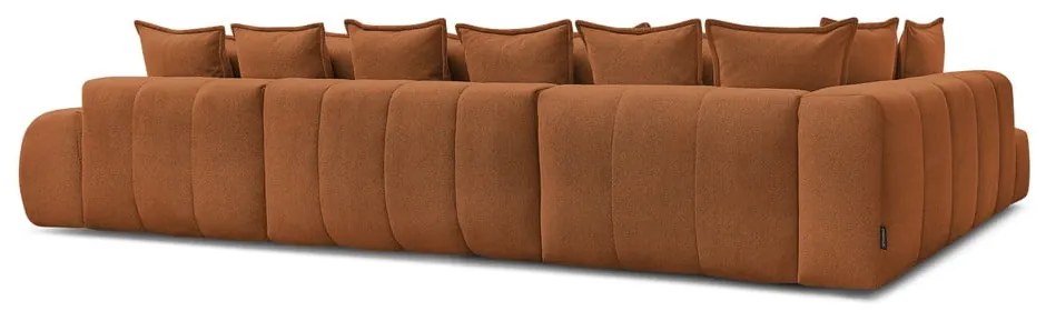 Colțar teracotă extensibil/cu spațiu de depozitare cu tapițerie din chenille (cu colț pe partea stângă/în formă de "U") Everest – Bobochic Paris