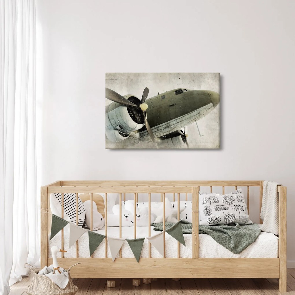 Tablou - Avion vechi cu elice (90x60 cm)