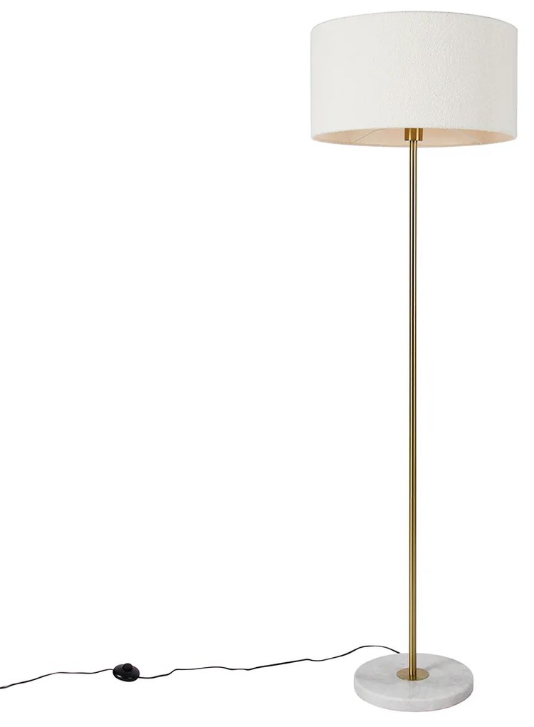 Lampa de podea moderna alama cu abajur boucle alb 50cm - Kaso