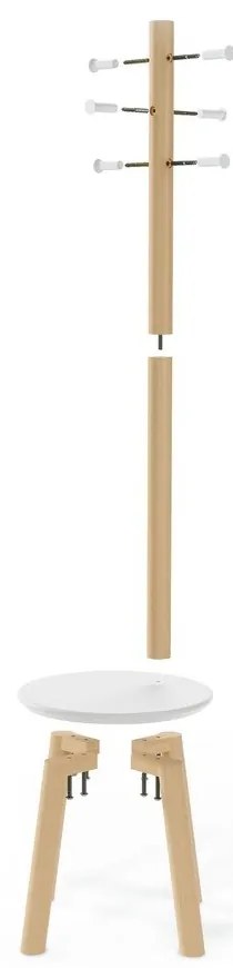 Cuier alb/în culoare naturală din lemn masiv de arbore de cauciuc Pillar – Umbra