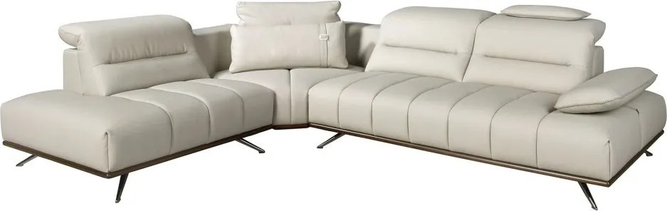 Coltar LUX design italian cu sezlong stanga Cowhide gri deschis