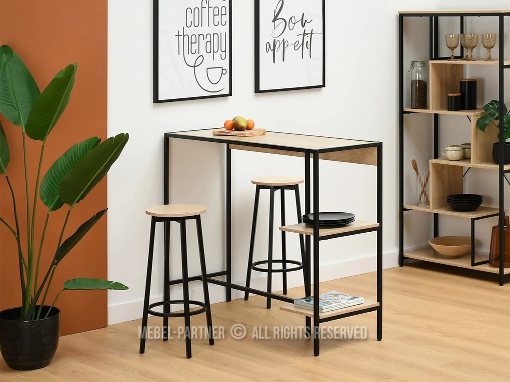 Set de bar Everet (sonoma + negru) (pentru 2 persoane). Promo -13%. 1111871