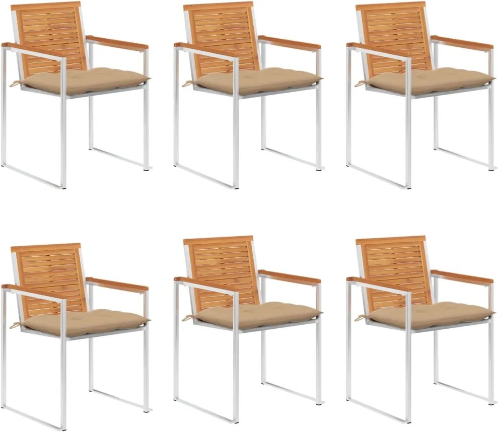 vidaXL Scaune de grădină cu perne, 6 buc., lemn masiv de acacia