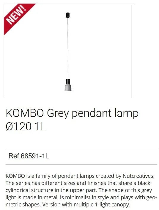 Pendul modern design minimalist KOMBO gri 12cm