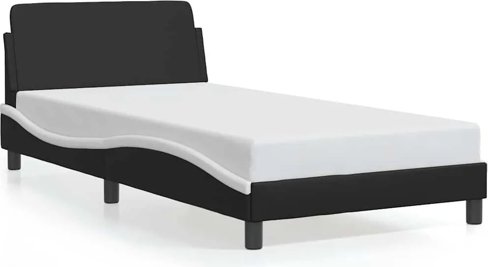 vidaXL Cadru de pat Dover negru și alb 100x200cm piele artificială