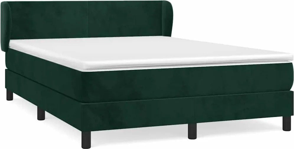 vidaXL Pat box spring cu saltea, verde închis, 140x200 cm, catifea