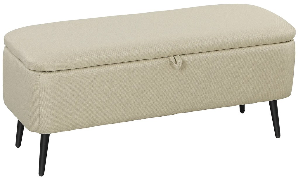 HOMCOM Bancă de Depozitare cu Capac Rabatabil și Picioare din Oțel pentru Dormitor Sufragerie Intrare 101x38,5x44,5 cm Bej | Aosom Romania
