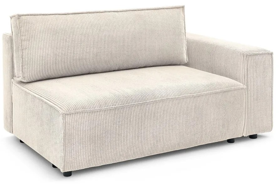 Modul pentru canapea crem cu tapițerie din catifea reiată (cu colț pe partea dreaptă) Nihad modular – Bobochic Paris