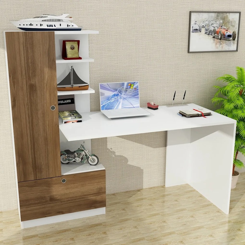 Masă PC Dolomi (Alb + Nuc). Promo -20%. 1067391