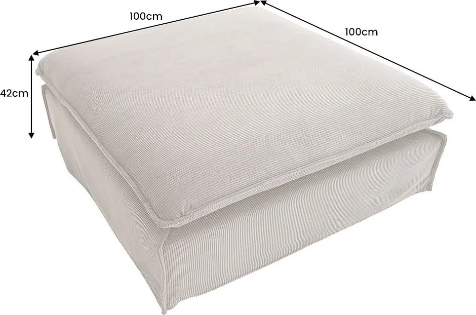 Taburete, suport pentru picioare Heaven 100cm, catifea raiata greige