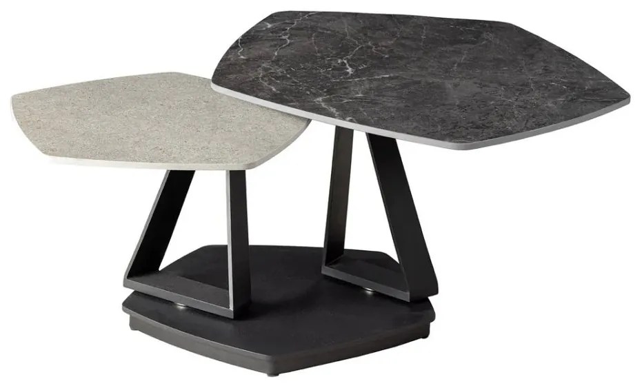 Masuta de cafea moderna cu doua blaturi rotative din ceramica Movement 80-130cm