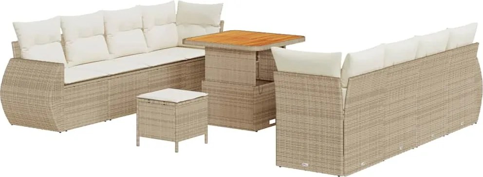 vidaXL Set de canapele pentru grădină 11 pcs Bej Rattan poli