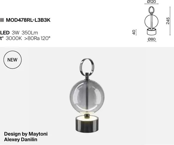 Veioza LED portabila/reincarcabila Double Moon