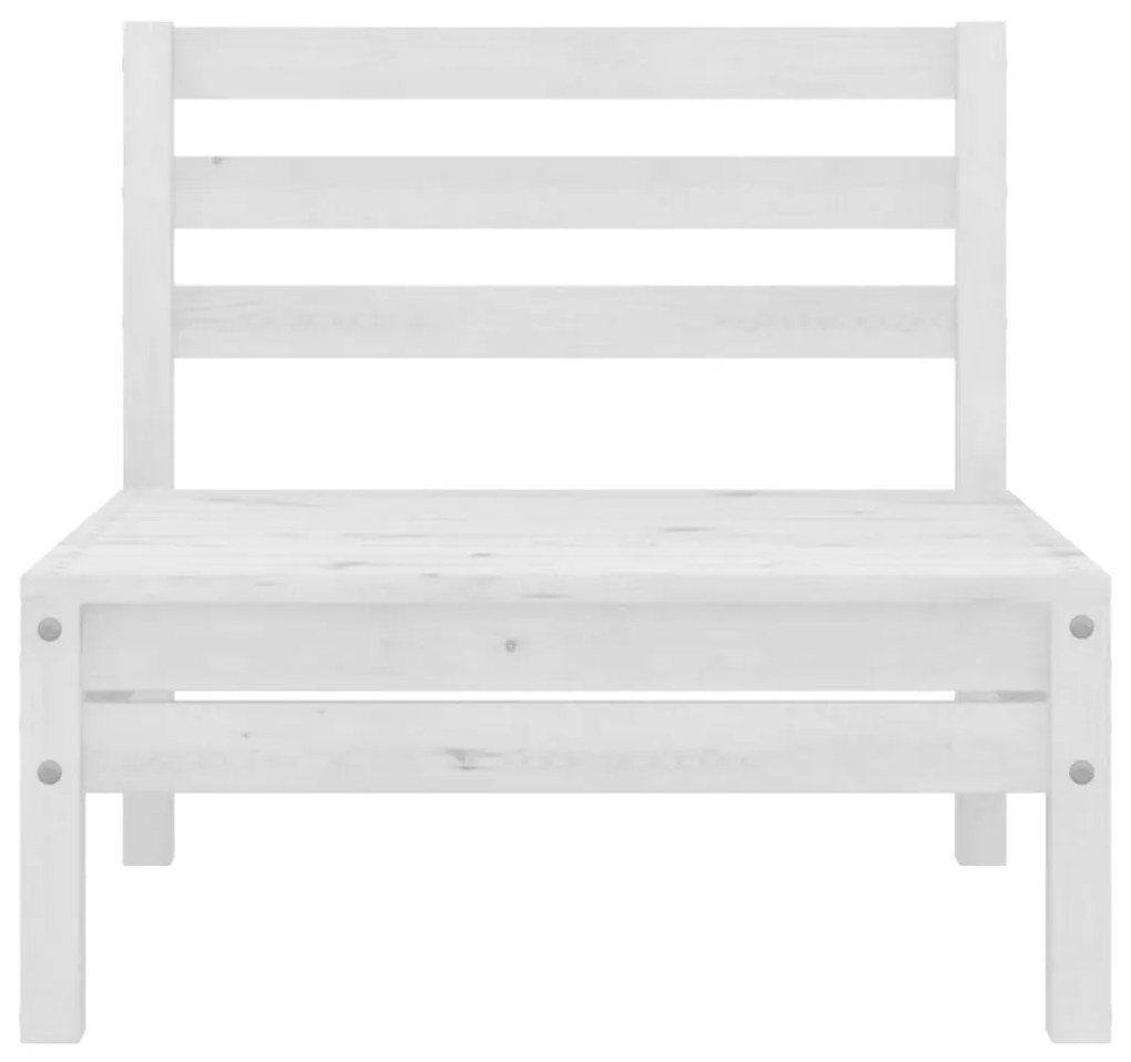 Set mobilier de gradina, 3 piese, alb, lemn masiv de pin Alb, 2x colt + mijloc, 1