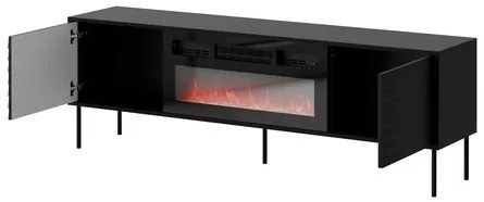 Dulap TV cu șemineu Hermano 180 (Negru + Nuc warnia) . Promo -16%. 1106234