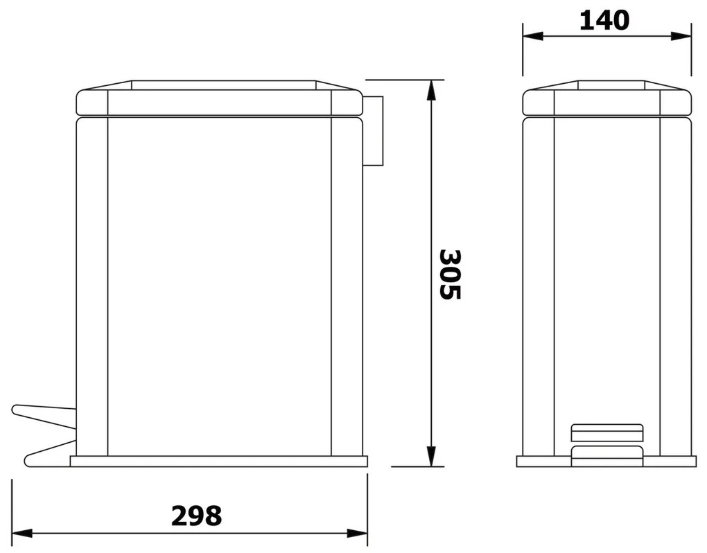 Coș de gunoi AQUALINE GAQ005 Simple line dreptunghiular 5 l, oțel inoxidabil