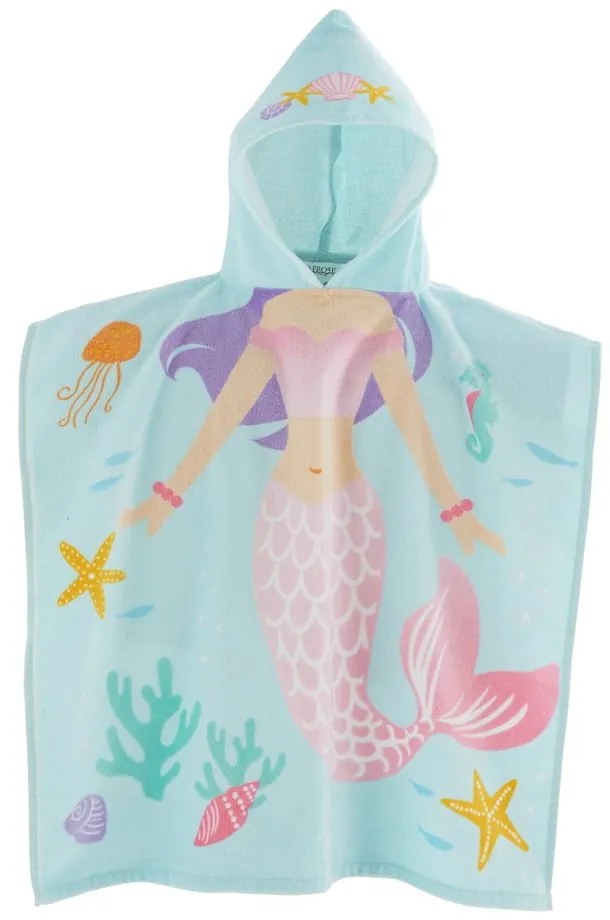 Poncho pentru copii albastru deschis din bumbac Mermaid – Catherine Lansfield