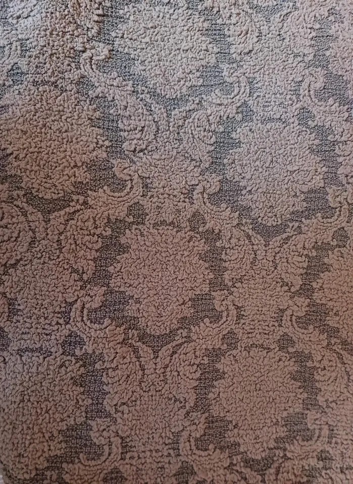 Husa elastica pentru coltar, cu volanas, model Jacquard Maro Deschis