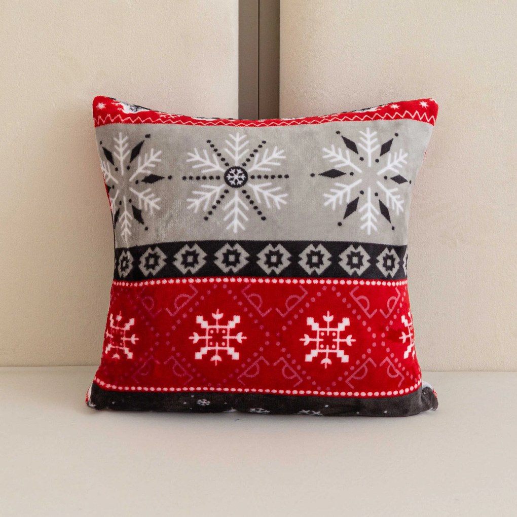 Husa din microplus pentru pernuta SNOWY FOREST 45x45 cm, gri