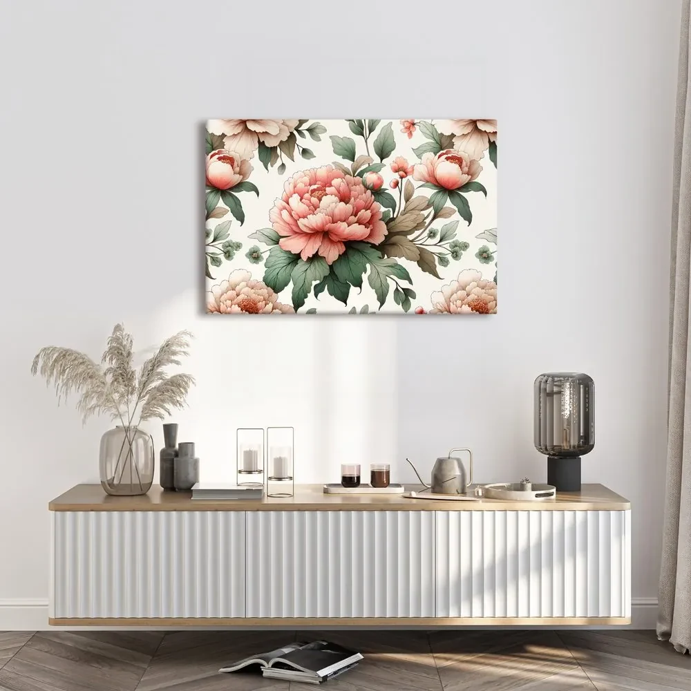 Tablou flori romantice de bujor