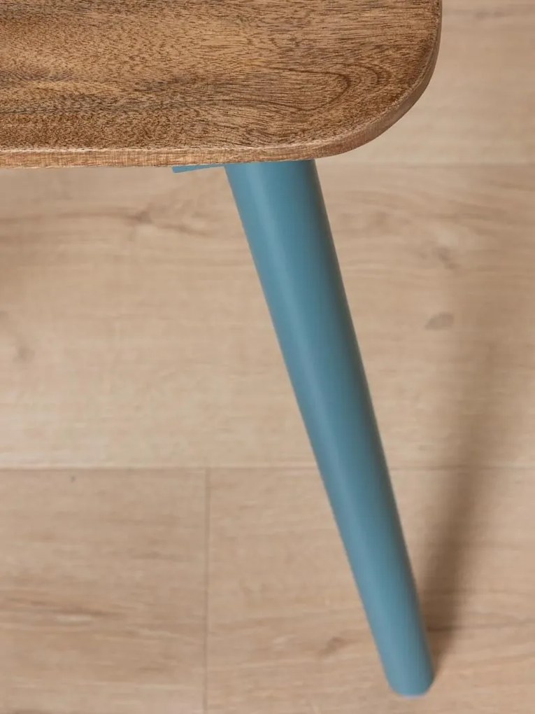 Scaun bleu din lemn de mango, "Paulin"