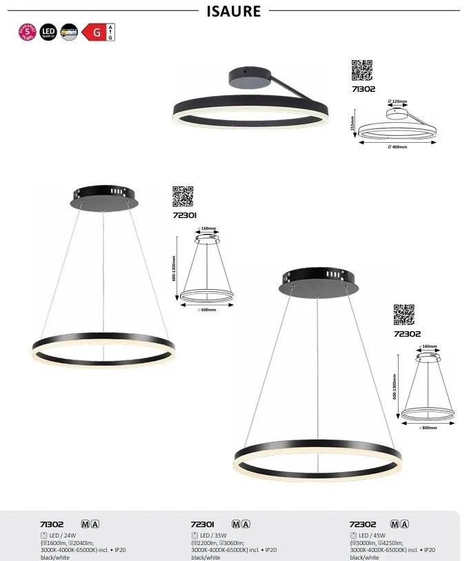 Lustra LED aplicata design circular Isaure, 40cm