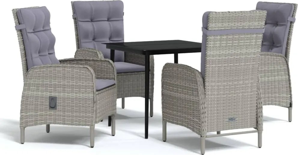 vidaXL Set de servit masa pentru grădină, 5 piese, gri și negru