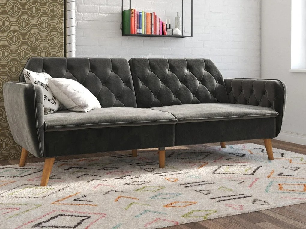 Canapea extensibilă Novogratz 106Numărul de locuri: 3, Gri, 83x211x85cm, 47 kg, Picioare: Lemn