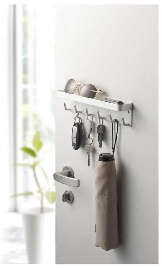 Cuier pentru chei cu raft YAMAZAKI Smart, alb