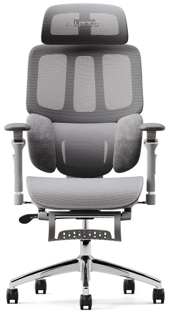 RESIGILAT- Scaun ergonomic MUSSO H80 PRO, șezut translatabil, cotiere 6D, suport lombar dinamic, spătar reglabil înălțime, tetieră 3D, suport picioare, mecanism multifunctional inclinare/blocare, pivotant, Mesh, Gri