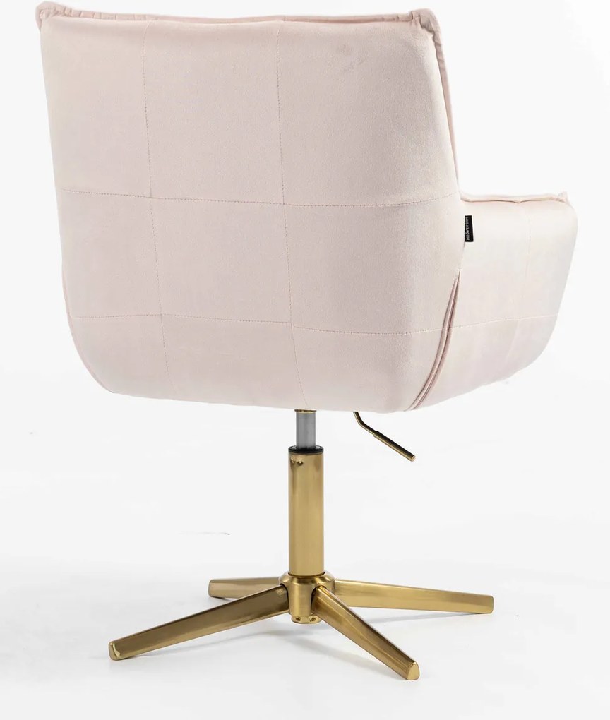 HR560CROSS Scaun Catifea Roz Pudra cu Bază Aurie