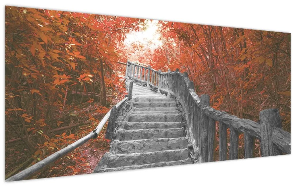 Tablou - Scări în natură, portocaliu (120x50 cm)