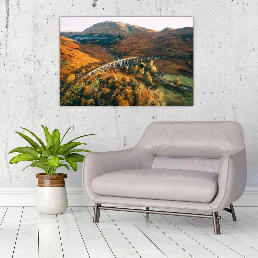 Tablou cu pod în valea din Scoția (90x60 cm)
