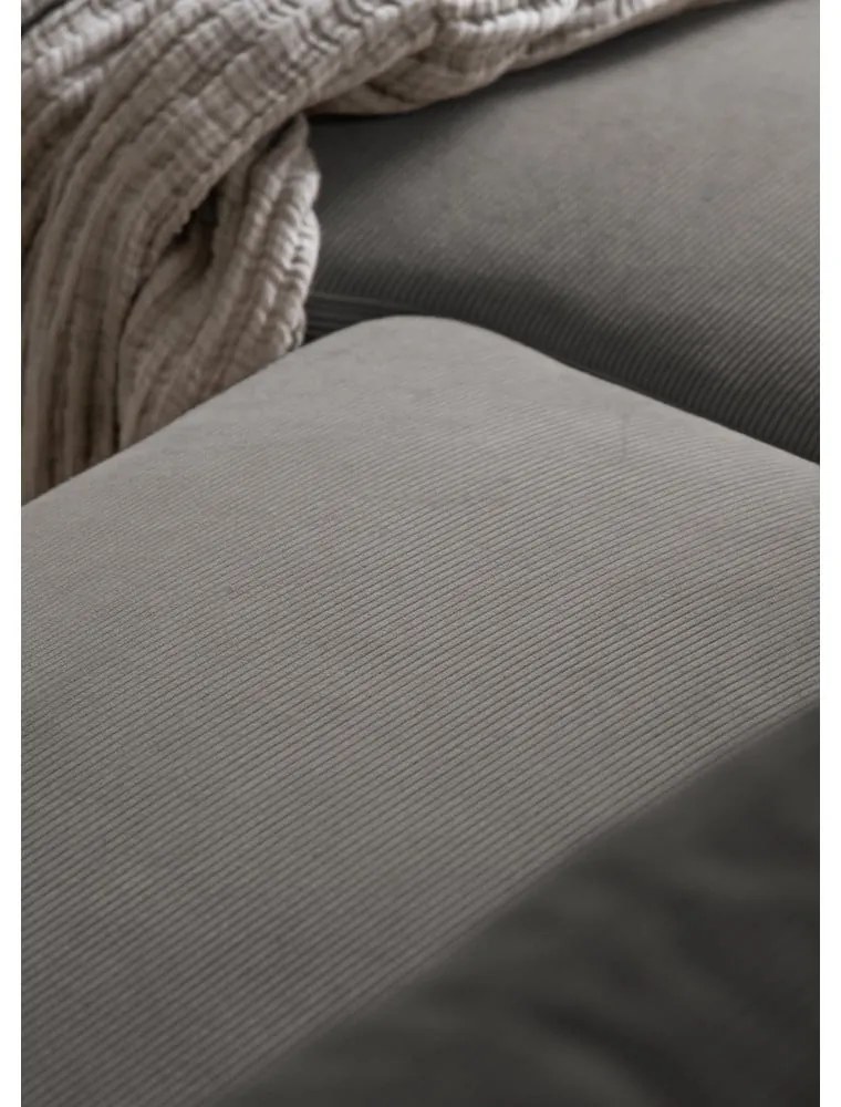 Colțar gri extensibil cu tapițerie din catifea reiată (cu colț pe partea dreaptă) Lofty Lilly – Miuform