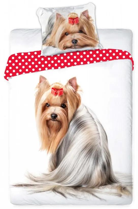 Lenjerie de pat pentru copii cu motiv de câine 2 părți: 1buc 140 cmx200 + 1buc 70 cmx90