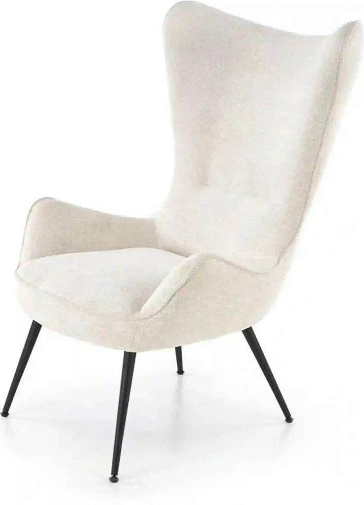Fotoliu JUKON, crem/negru, stofa clasica/otel, 74x87x108 cm