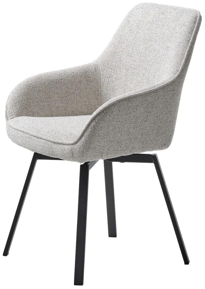 Scaun de sufragerie gri deschis cu cotiere tapițat Alma – Unique Furniture