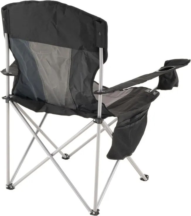 Scaun de camping pliabil XL cu geantă frigorifică, negru/gri