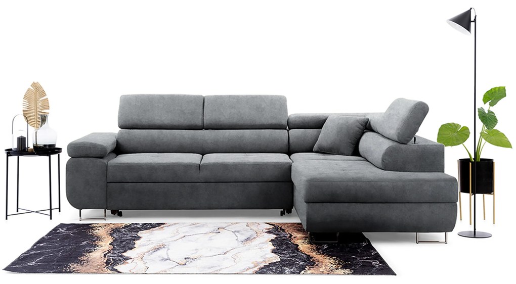 Colțar extensibil Annabelle L dreapta - grafit Zetta 304 / picioare cromate